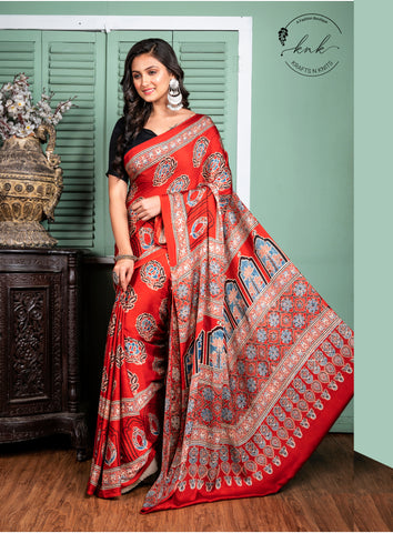 Deepanjali Pure Ajrakh Modal Saree