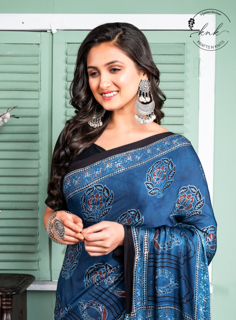 Ridhima Pure Ajrakh Modal Saree