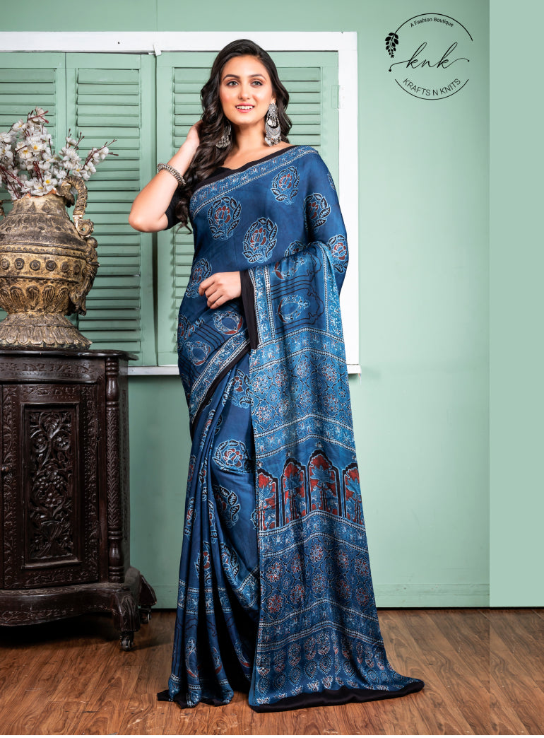 Ridhima Pure Ajrakh Modal Saree
