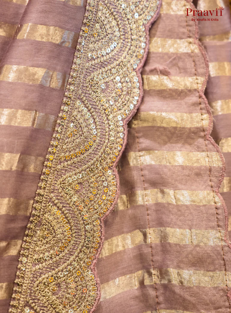 Gold Purple Chanderi Silk Saree