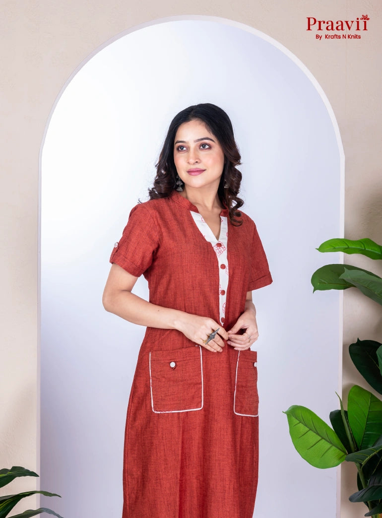 Brown Cotton Kurta