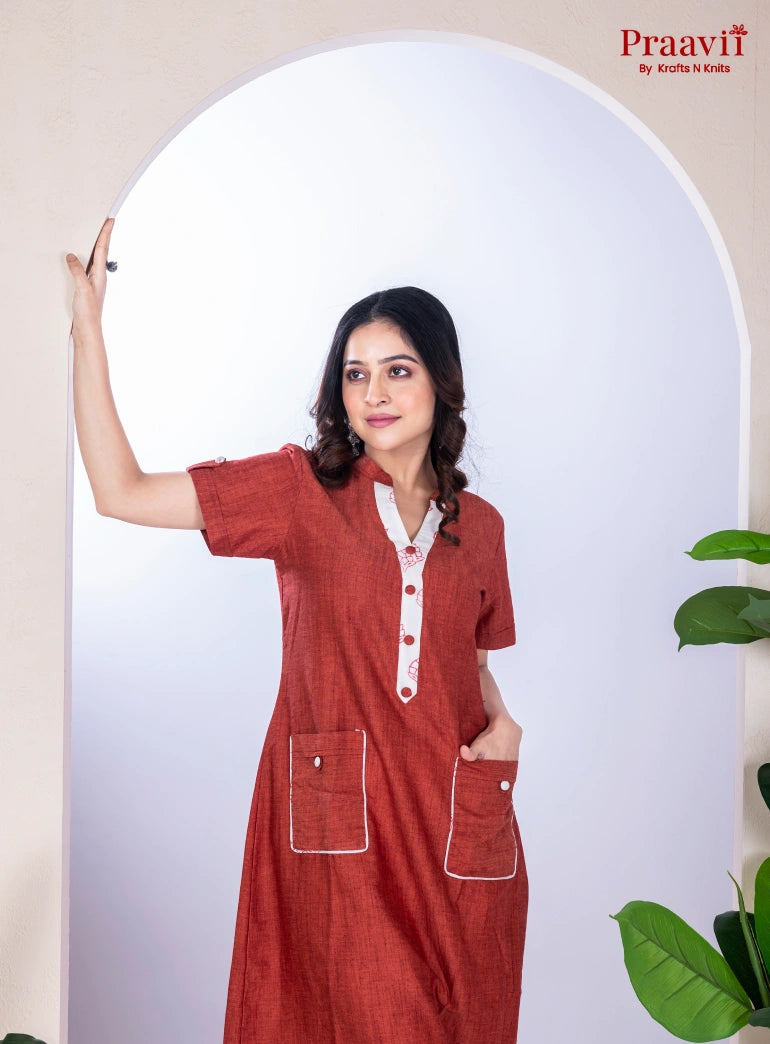 Brown Cotton Kurta