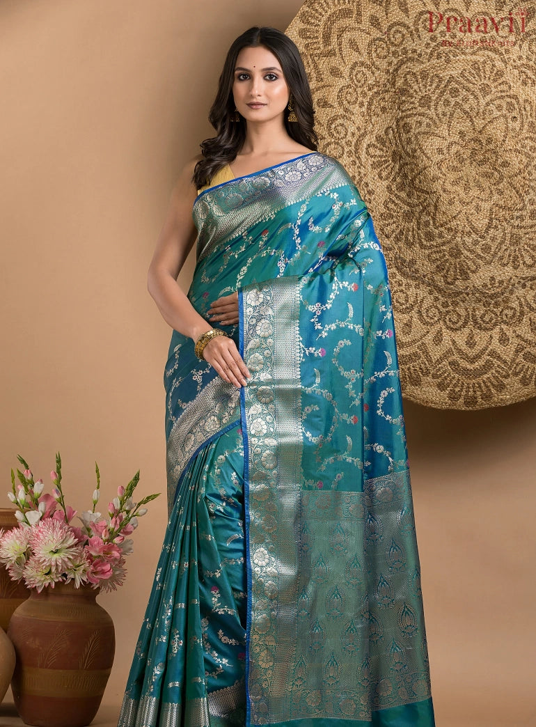 Blue Two Tone Katan Silk Saree