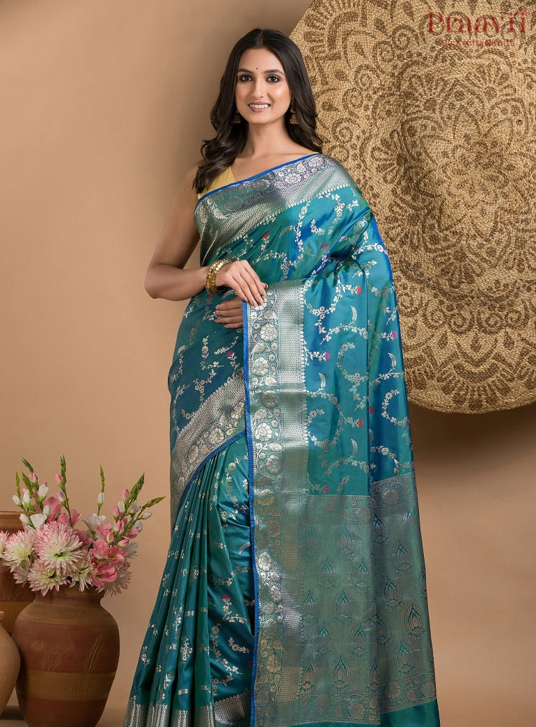 Blue Two Tone Katan Silk Saree