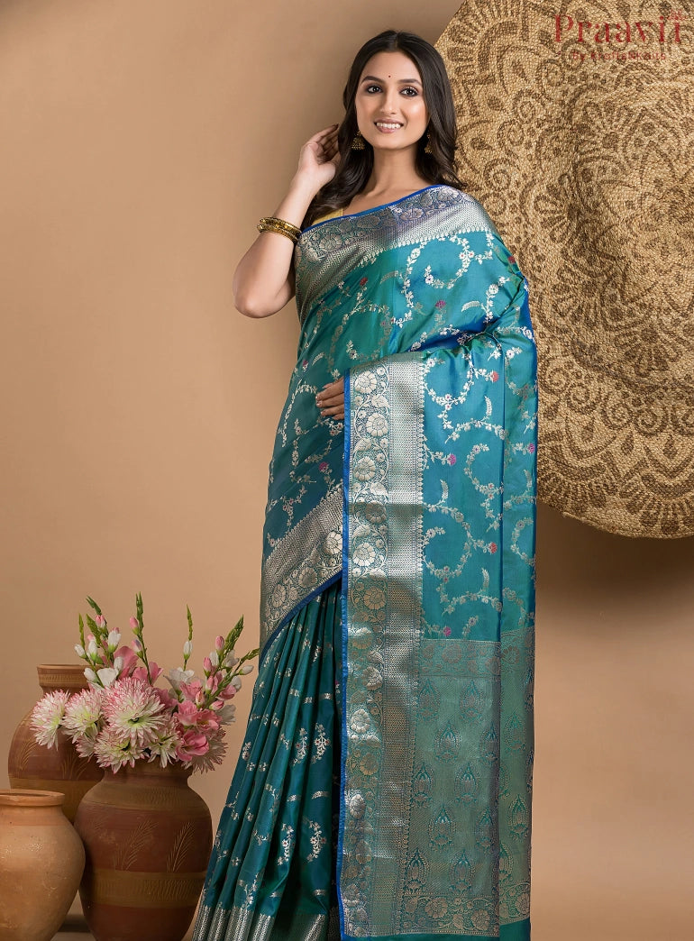 Blue Two Tone Katan Silk Saree