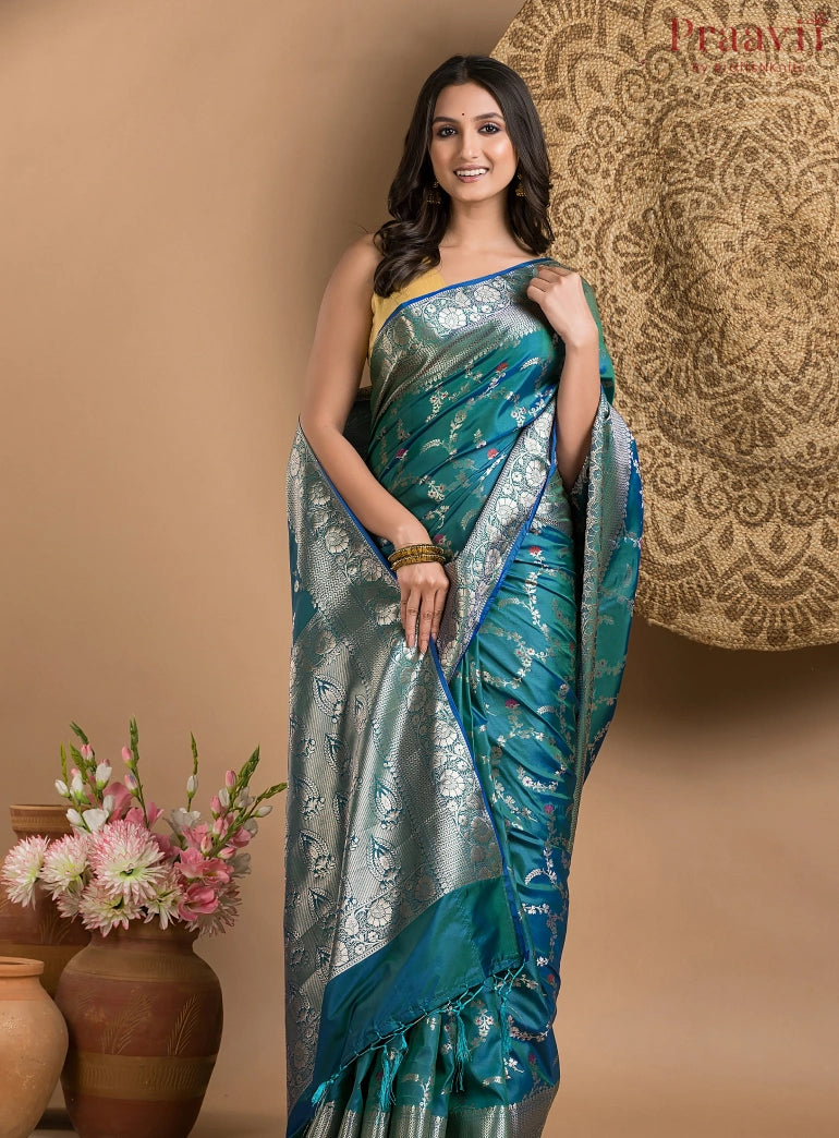 Blue Two Tone Katan Silk Saree