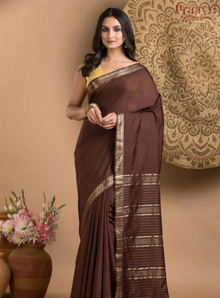 Brown Soft Silk Saree