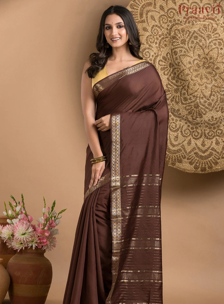 Brown Soft Silk Saree