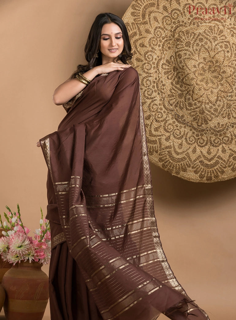 Brown Soft Silk Saree