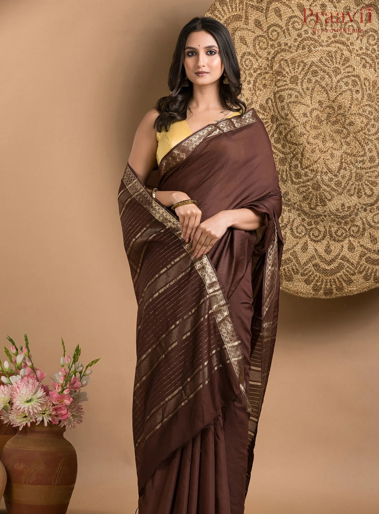 Brown Soft Silk Saree