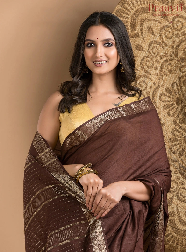 Brown Soft Silk Saree