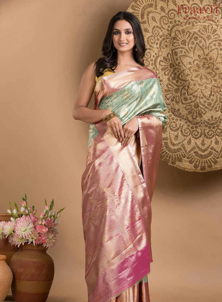 Soft Blue Tissue Kanjeevaram Saree
