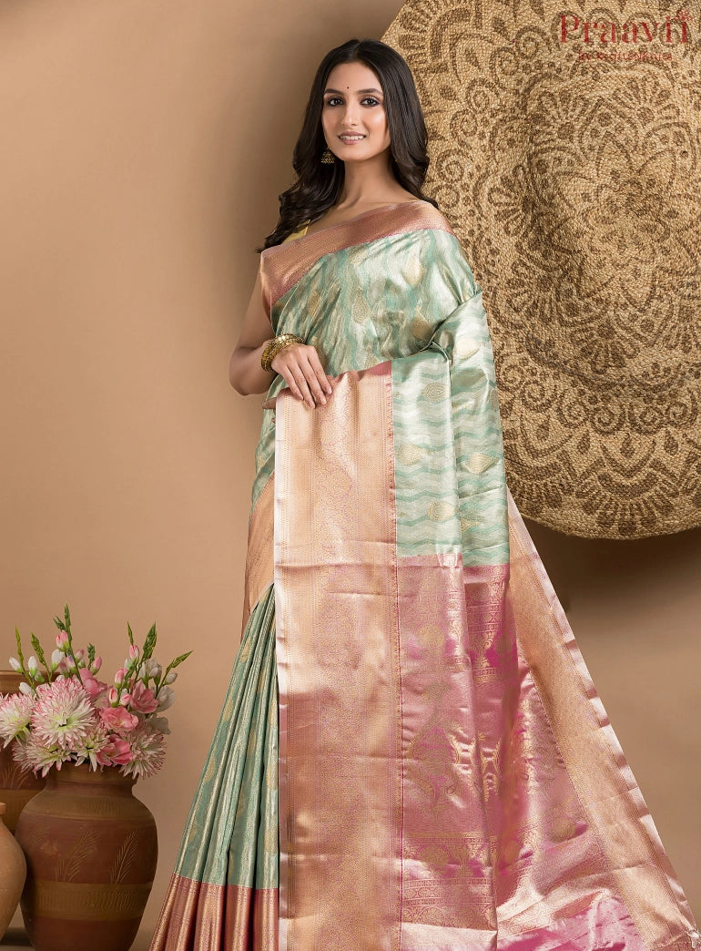 Soft Blue Tissue Kanjeevaram Saree