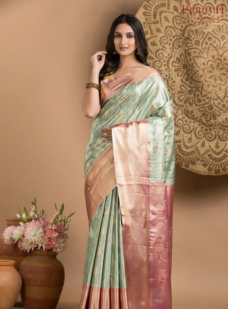 Soft Blue Tissue Kanjeevaram Saree