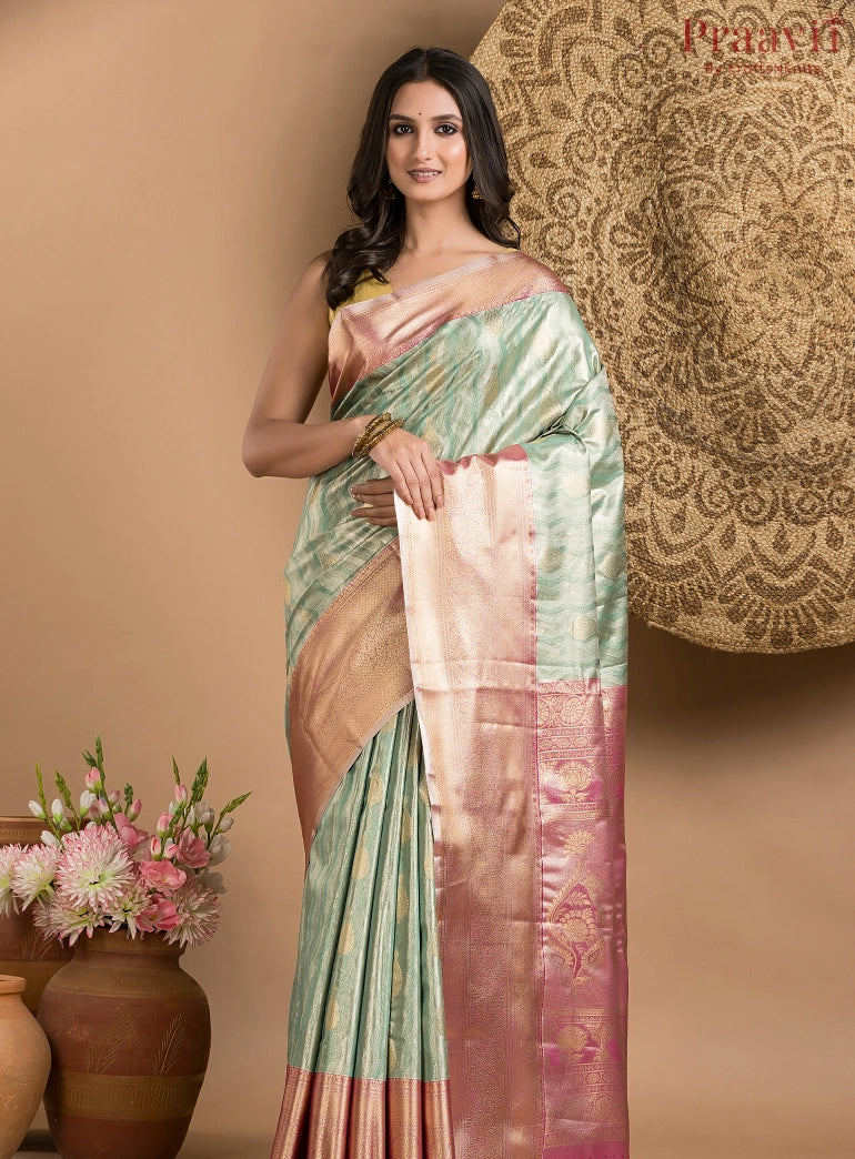 Soft Blue Tissue Kanjeevaram Saree