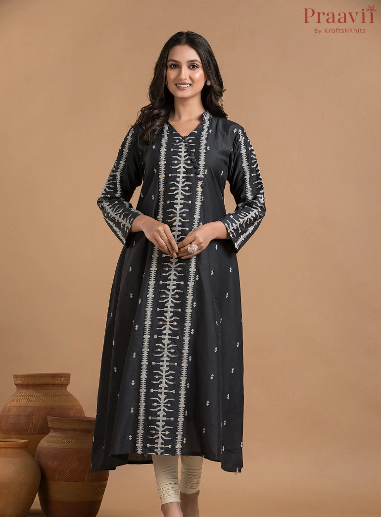 Black & White Cotton Kurti