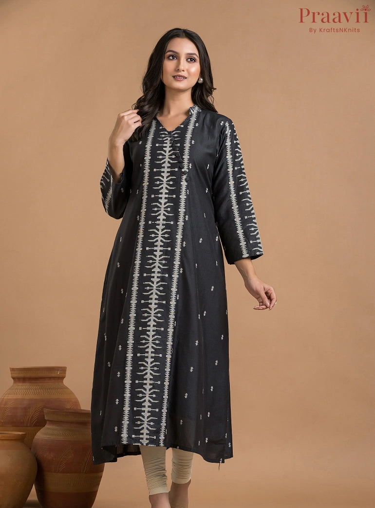 Black & White Cotton Kurti