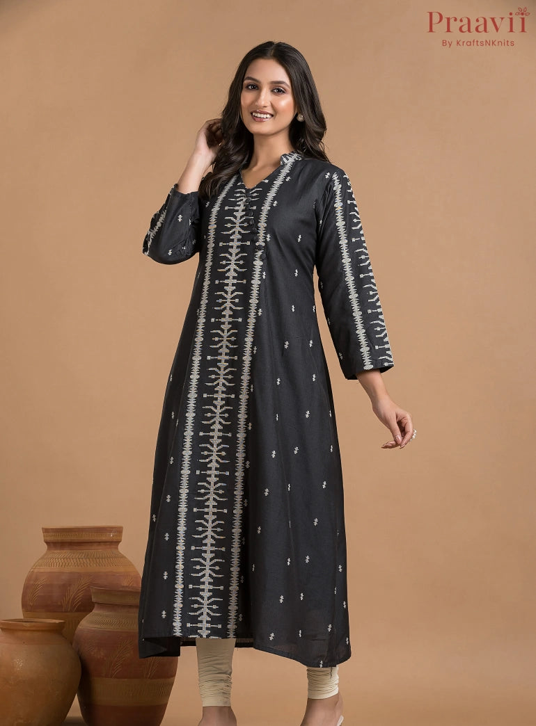 Black & White Cotton Kurti