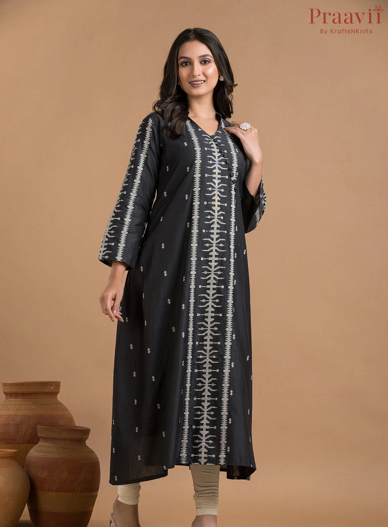 Black & White Cotton Kurti