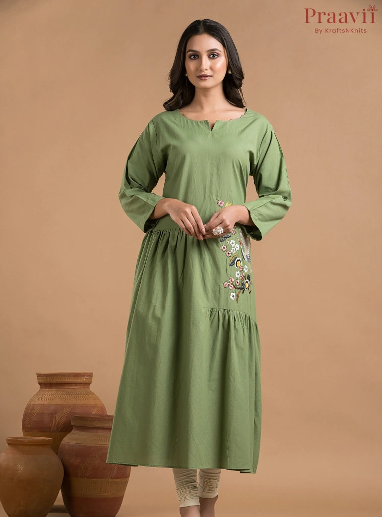 Apple Green Cotton Kurti