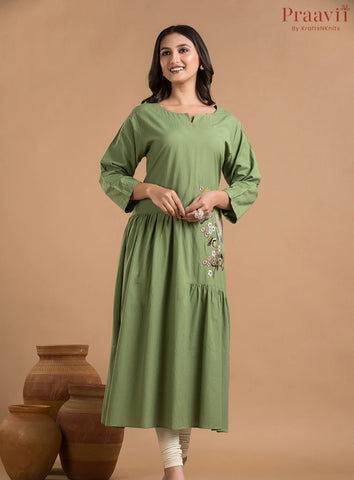 Apple Green Cotton Kurti