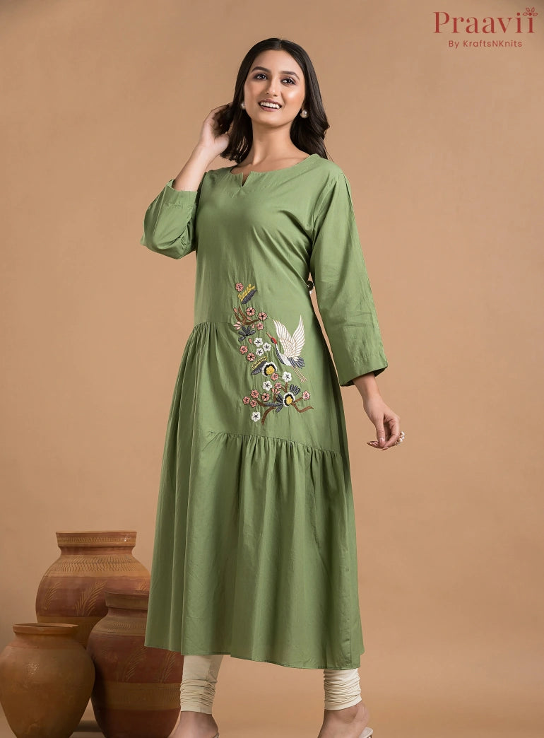 Apple Green Cotton Kurti