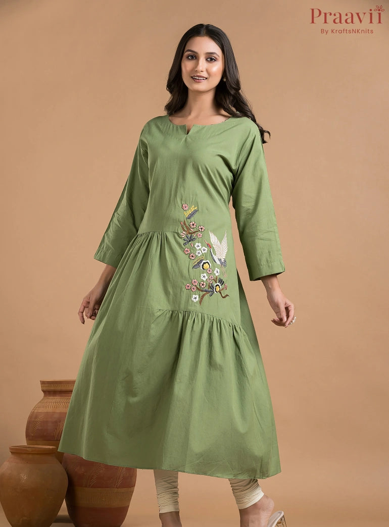 Apple Green Cotton Kurti