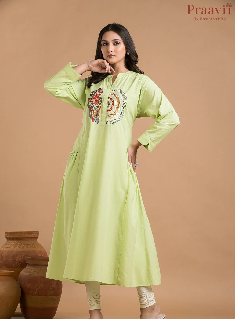 Green Indowestern with Embroidery