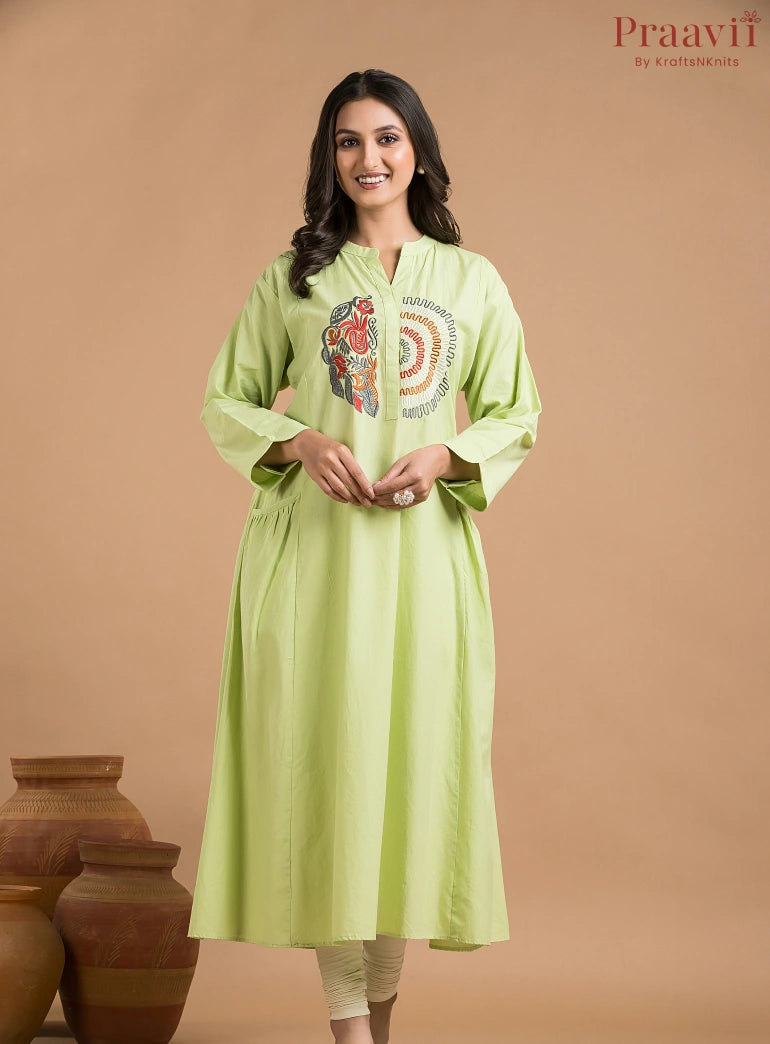 Green Indowestern with Embroidery
