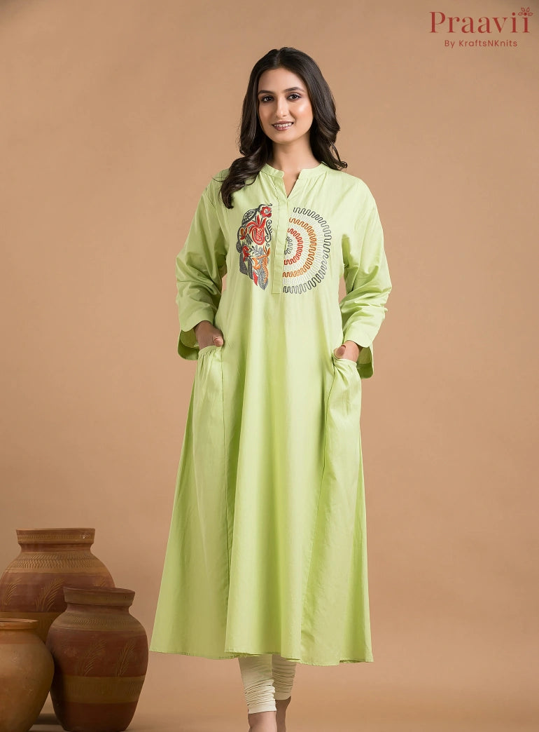 Green Indowestern with Embroidery