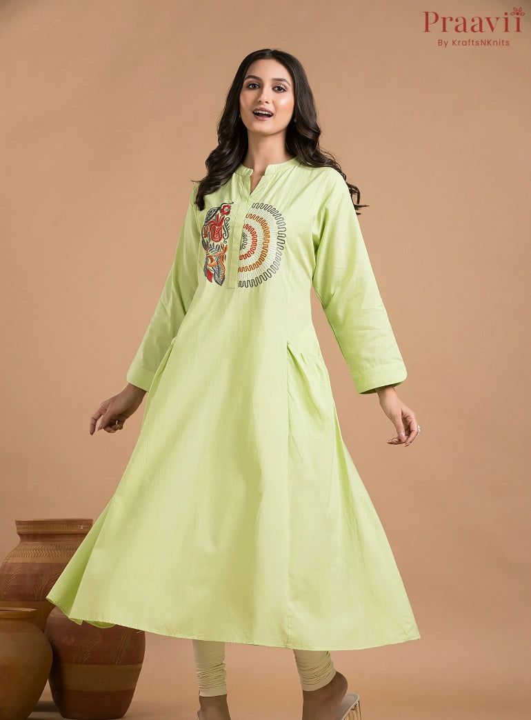 Green Indowestern with Embroidery