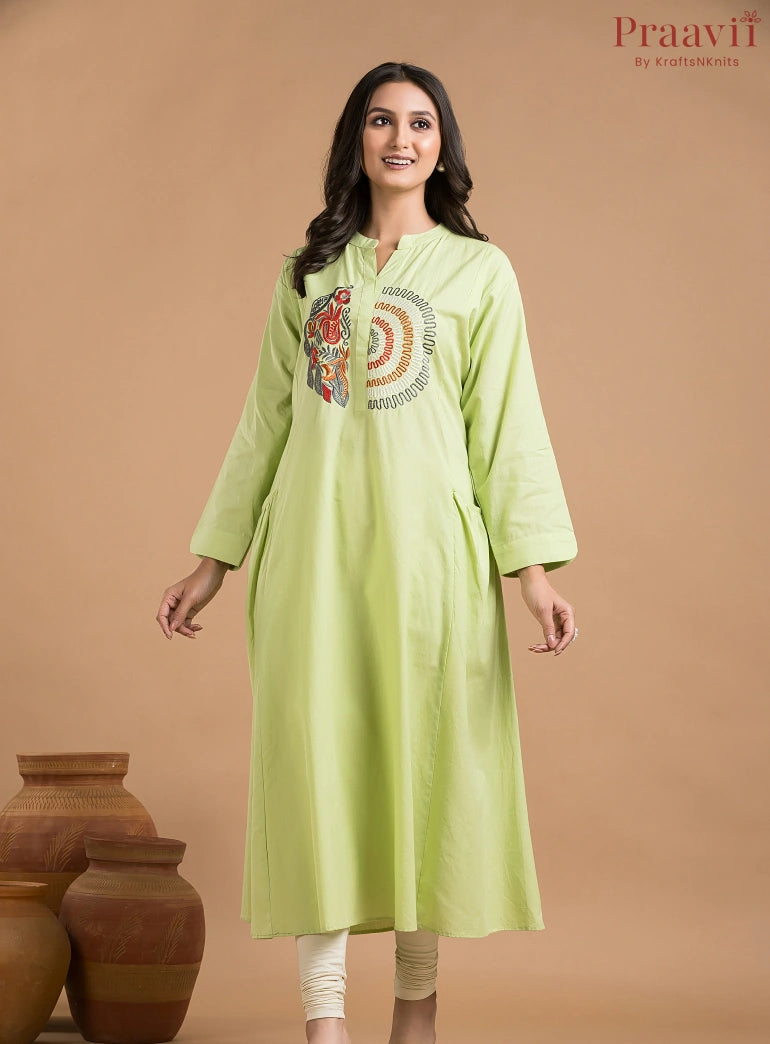 Green Indowestern with Embroidery