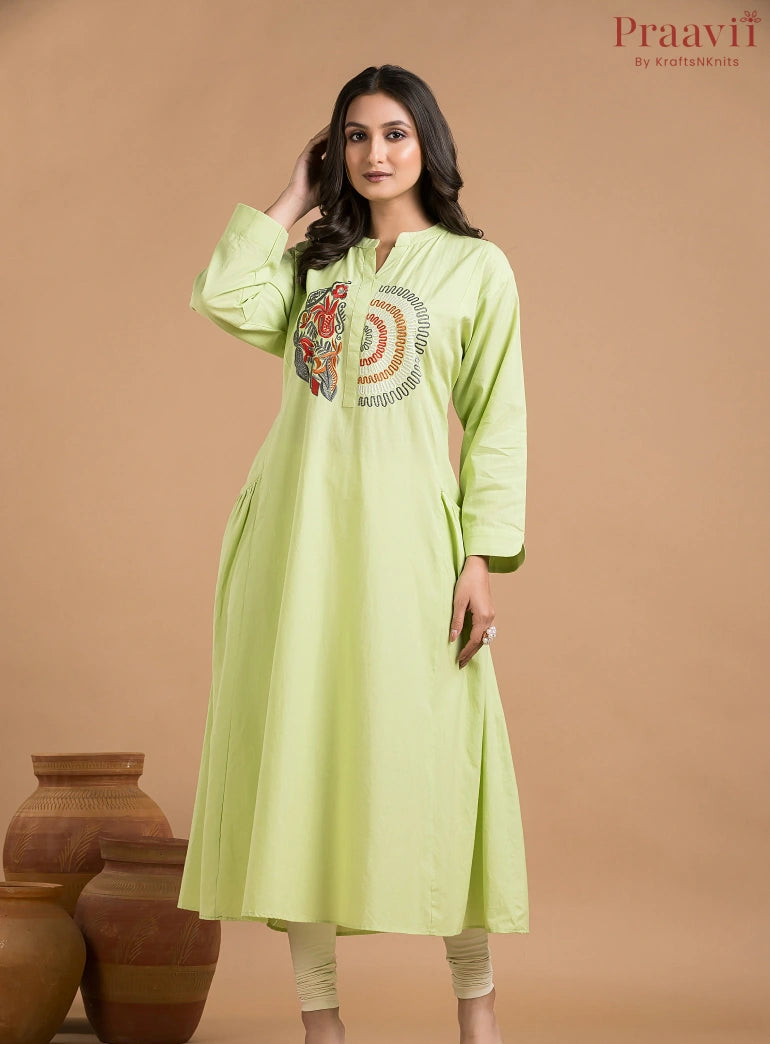 Green Indowestern with Embroidery