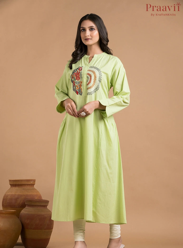 Green Indowestern with Embroidery