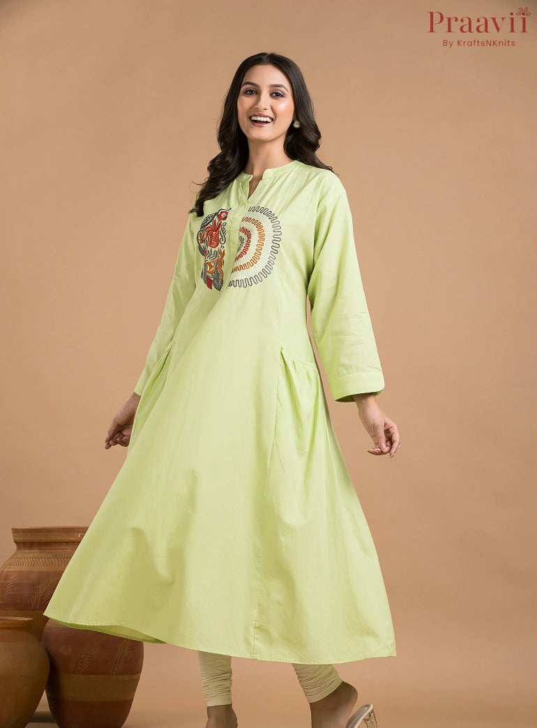 Green Indowestern with Embroidery