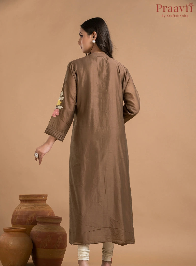 Brown Mul Chanderi Dress