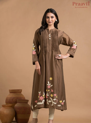 Brown Mul Chanderi Dress