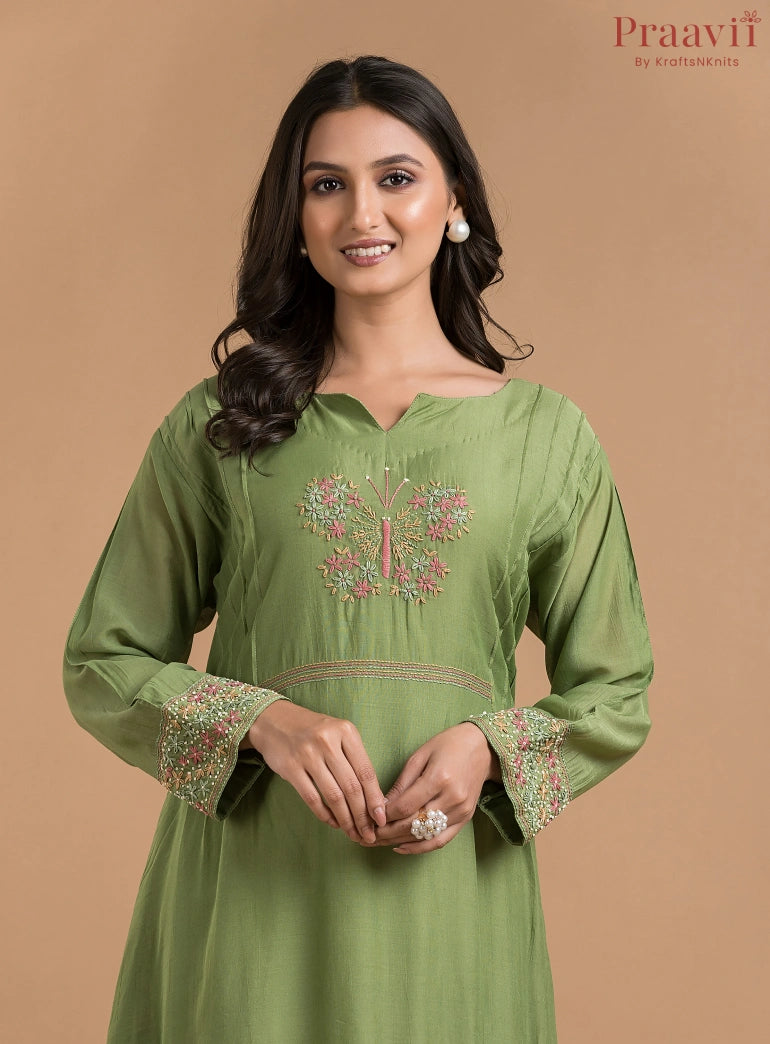 Green Indowestern Cotton Dress