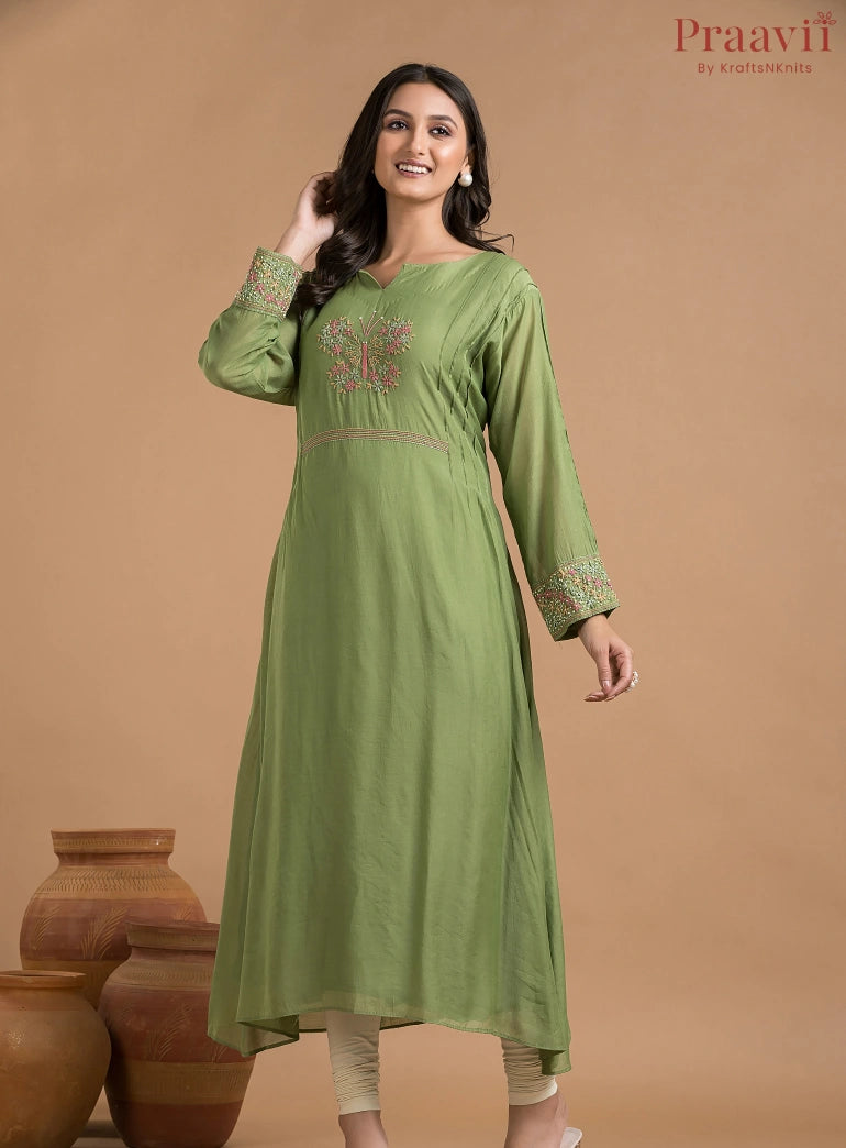Green Indowestern Cotton Dress