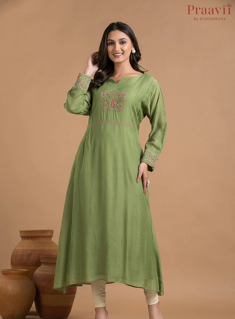 Green Indowestern Cotton Dress