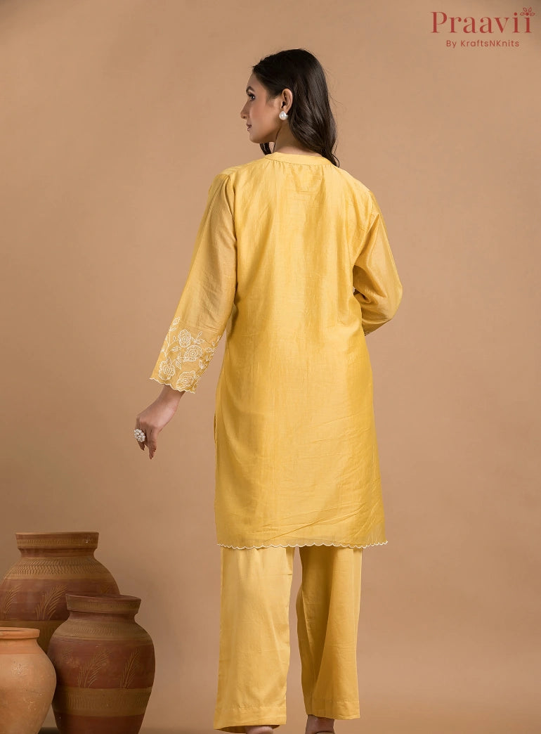 Yellow Mul Chanderi Coord Set