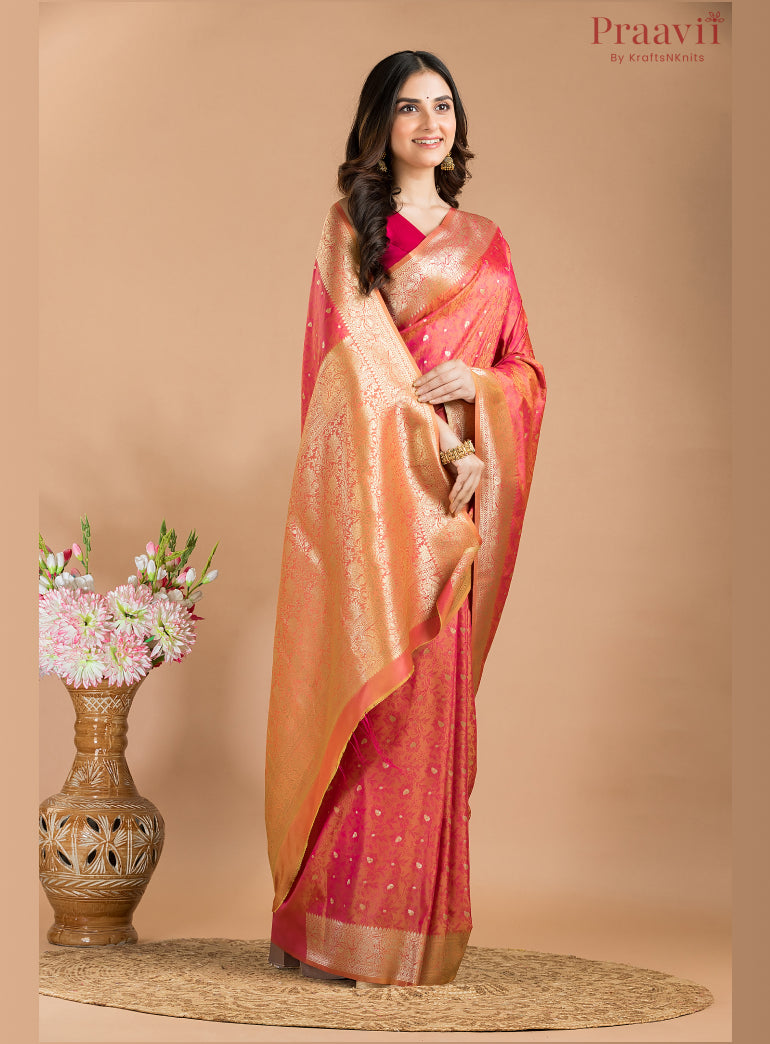 Orange Semi Tanchoi Silk Saree
