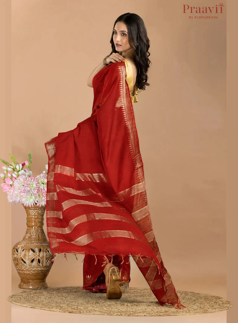 Red Soft Blended Silk Saree