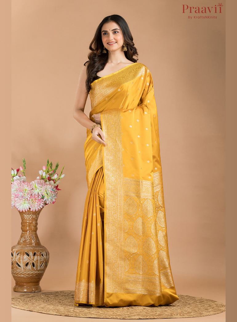 Golden Yellow Banarasi Saree
