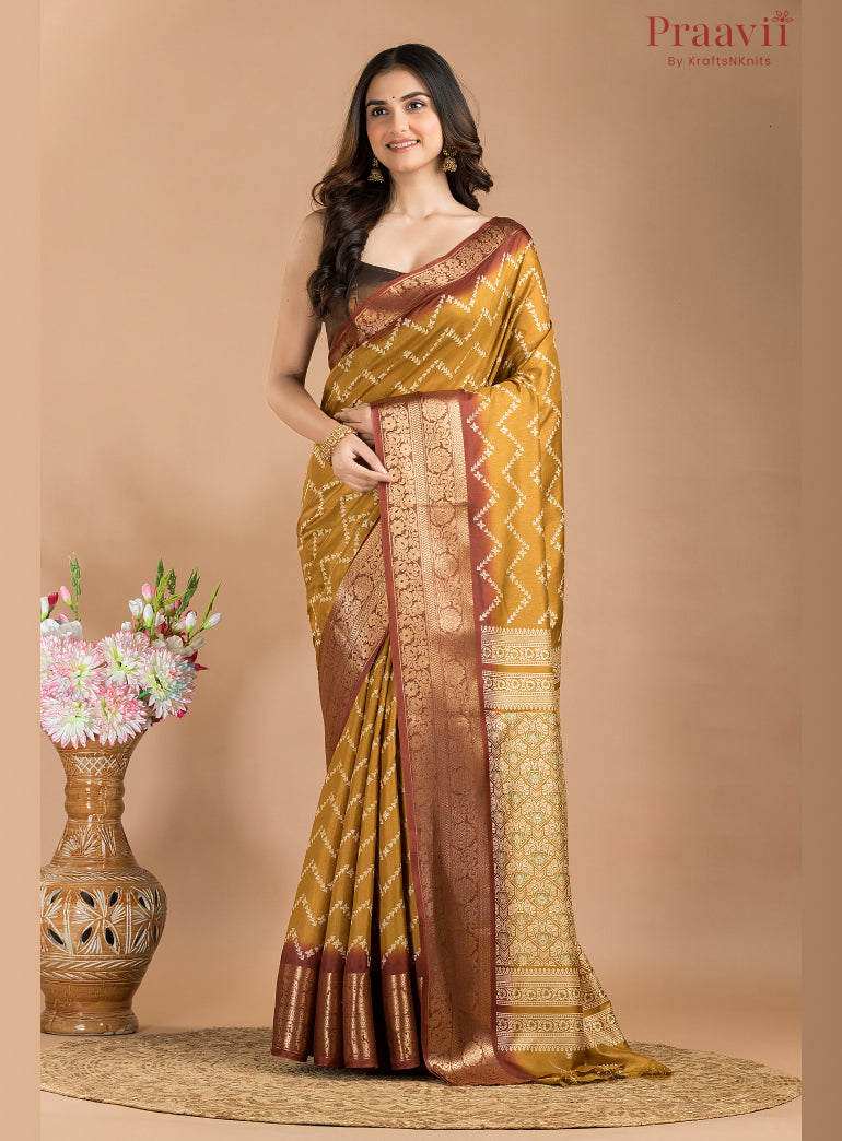 Mustard Yellow Soft Silk Saree