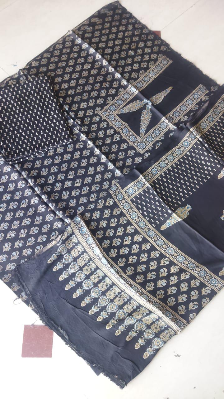 Black Ajrakh Modal Handblock Printed Suit Set
