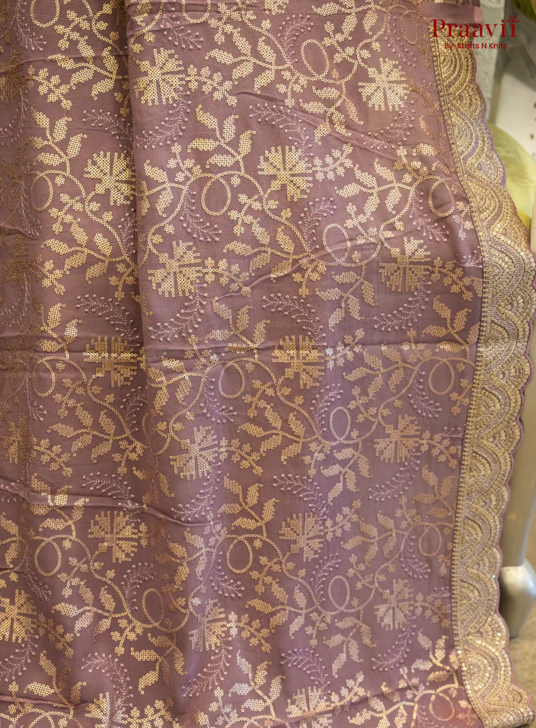 Gold Purple Chanderi Silk Saree