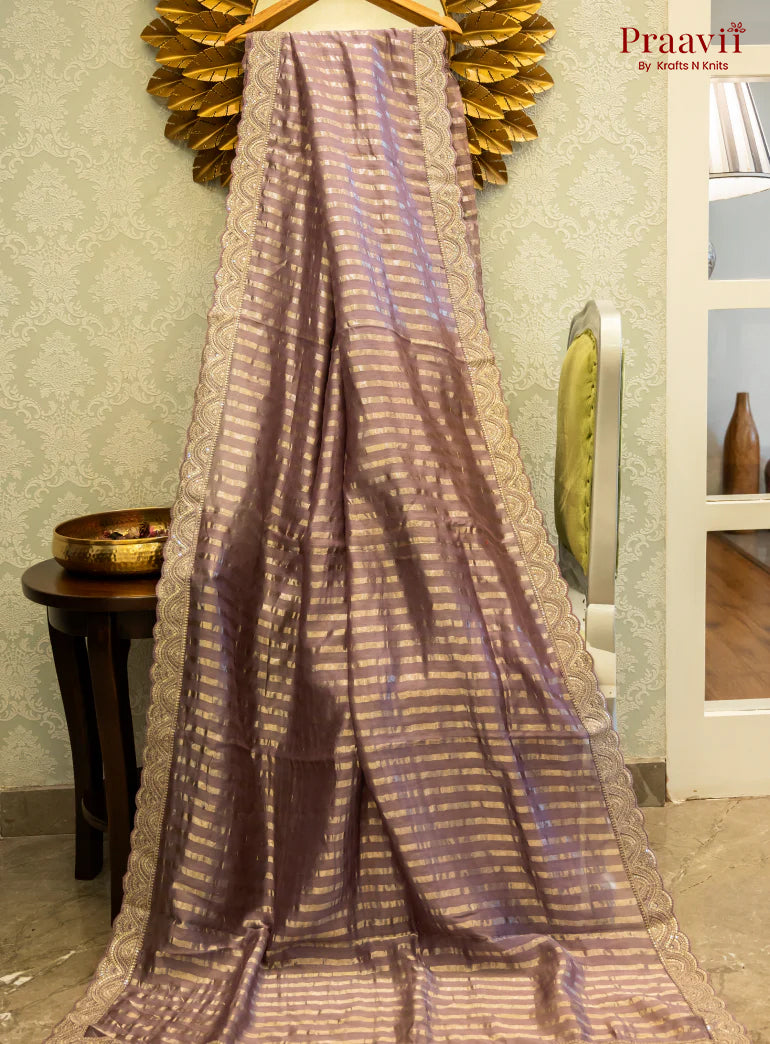 Gold Purple Chanderi Silk Saree