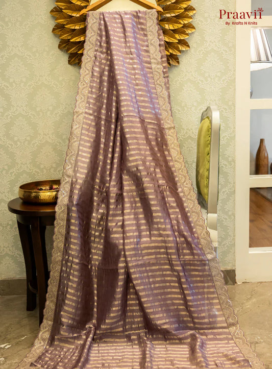 Gold Purple Chanderi Silk Saree