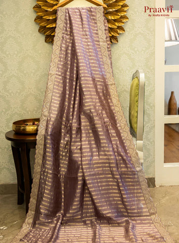 Gold Purple Chanderi Silk Saree